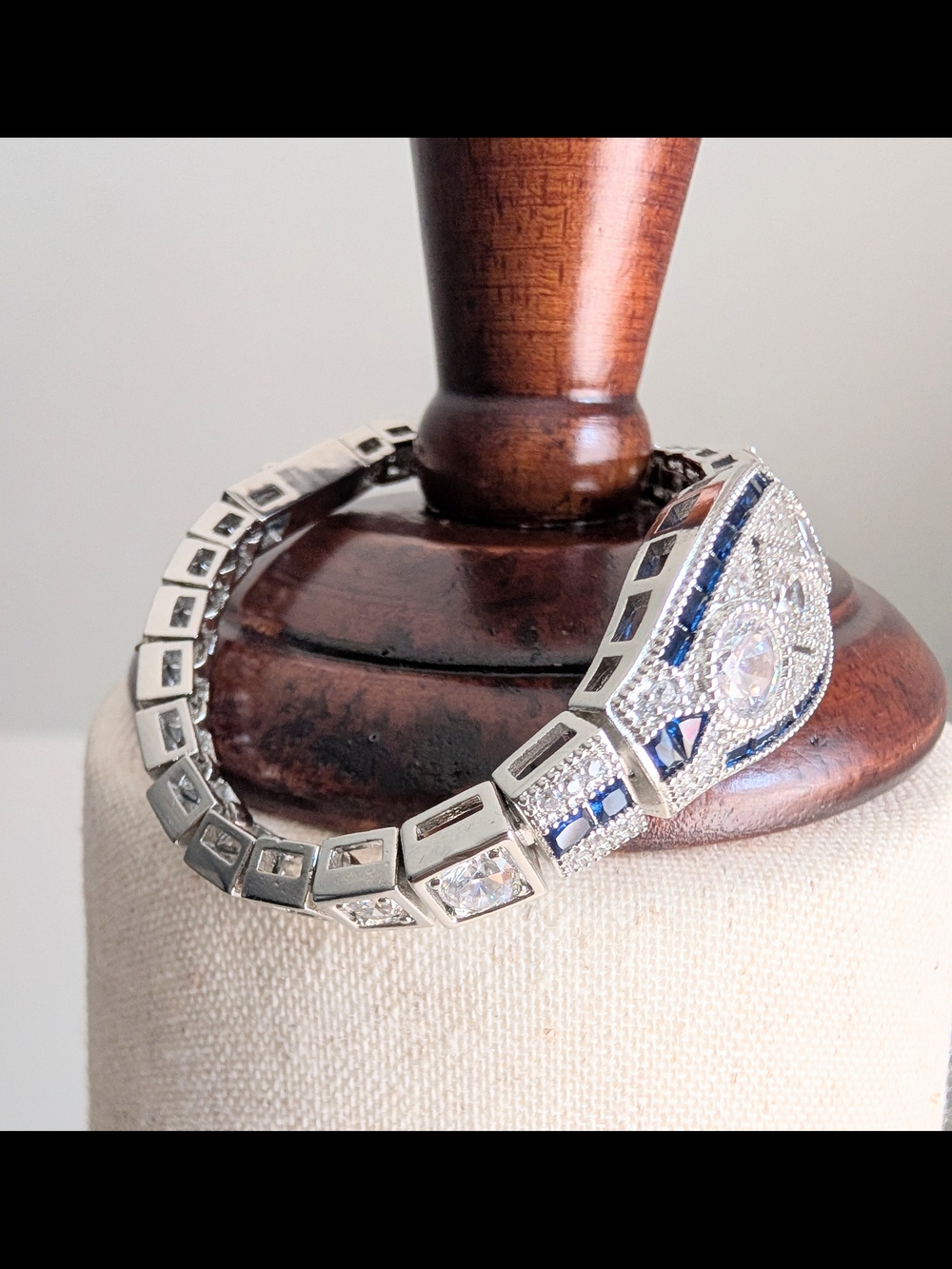 2.1 Carat Moissanite Bracelet Diamond & Sapphire Style Stones Art Deco Style 💎 - Picture 11 of 17